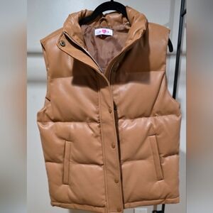 Buddy Love brown/tan Leather Puffer Vest